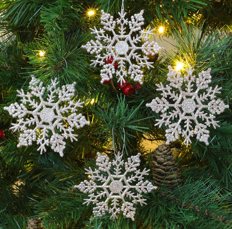 Christmas ConceptsÂ® Pack of 12-10cm Glitter Snowflake Hanging Decorations - Christmas Decorations (Rose Gold) - Image 2
